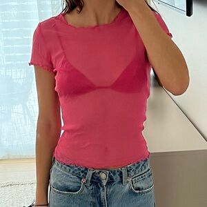 Priscavera Mesh Baby Tee - Pink